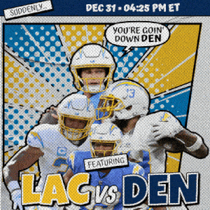a poster for a football game between the la chargers and the denver broncos