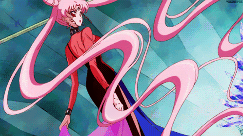 a drawing of a girl with long pink hair and the words yukirepis on the bottom right