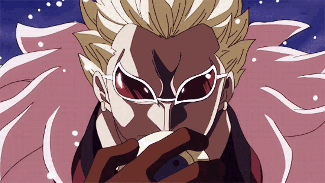 a drawing of a man wearing sunglasses and a pink hairdo
