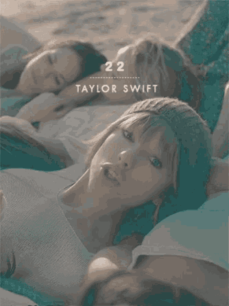a poster of taylor swift laying on the beach with other women