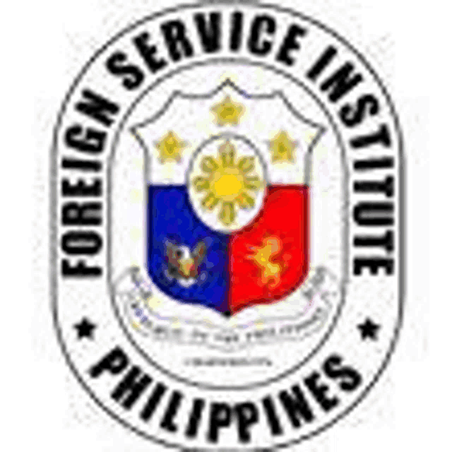 the logo for the foreign service institute of the philippines with a coat of arms .