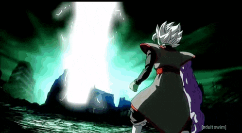 a man in a black robe is standing in front of a light coming out of the ground .