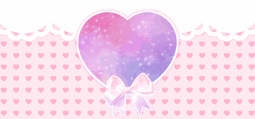 two anime girls are in a heart shaped frame on a pink background