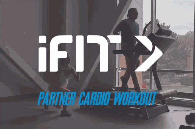 a person on a treadmill with the ifit logo behind them