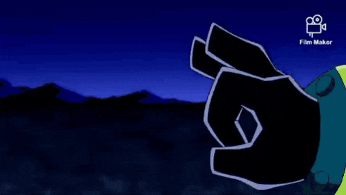 a cartoon character is being attacked by a monster and a film maker logo is visible in the corner .
