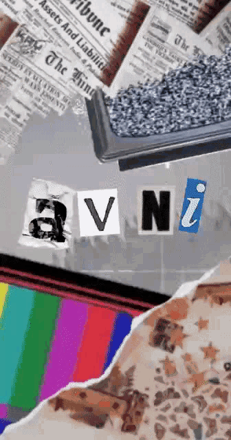 a v and n are cut out of newspapers