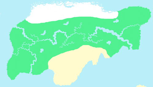 a map of a green and white landscape with a white border