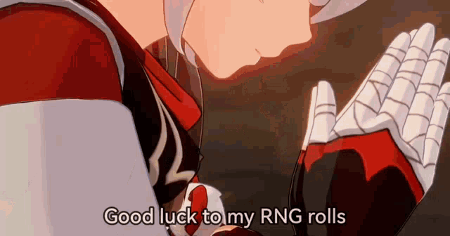 a close up of a person 's hands with the words `` good luck to my rng rolls '' written on them .