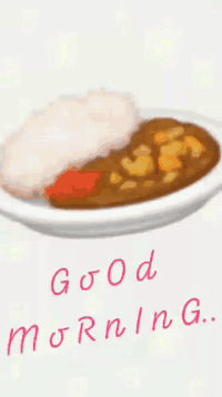 a drawing of a plate of food with the words " good morning " written below it