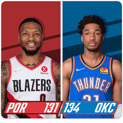 two basketball players from the blazers and the thunder are shown