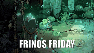 a poster for frinos friday shows a man laying on the ground