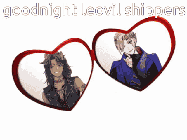 a couple of hearts with the words goodnight leovil shippers on them