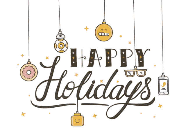 a greeting card that says happy holidays with a donut