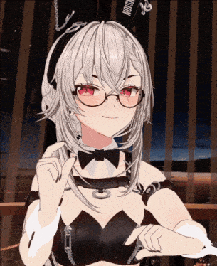 a girl with glasses and a headband with the word noise on it