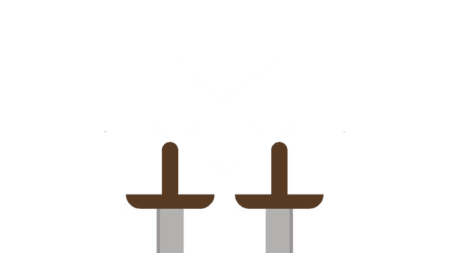a pair of swords with a brown handle are crossed over each other