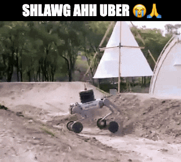 a picture of a robot with the words shlawg ahh uber above it