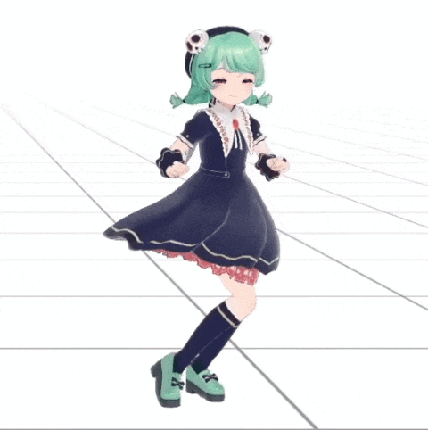 a girl with green hair is wearing a black dress