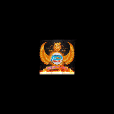 a logo for ls 97.1 is surrounded by fire and flames