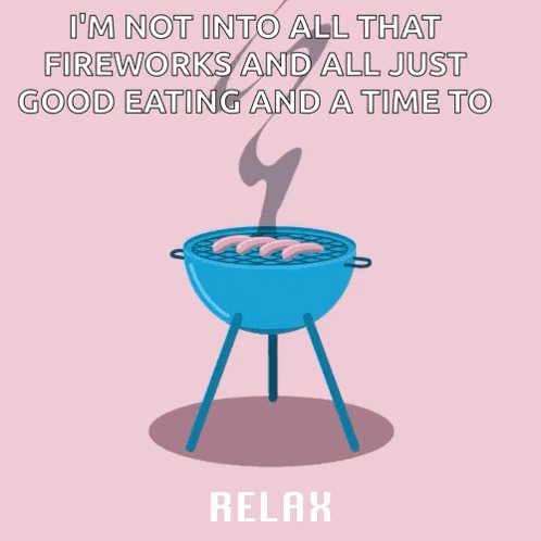 a cartoon of a grill with a quote that says ' i 'm not into all that fireworks '
