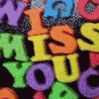 a bunch of colorful letters spelling out the words miss you