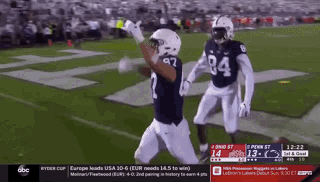 a football game between penn state and ohio state is being shown on espn