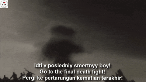 a black and white image with the words idti v posledniy smrtnyy boy