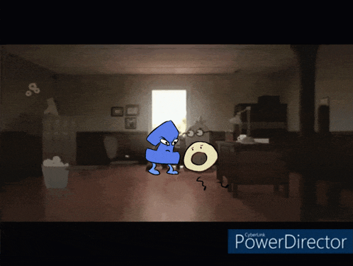 a cartoon of a room with a powerdirector watermark