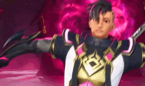 a man in a video game is holding a sword .