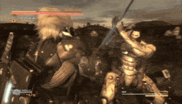 a video game shows two soldiers fighting each other with the numbers 65 and 65 visible