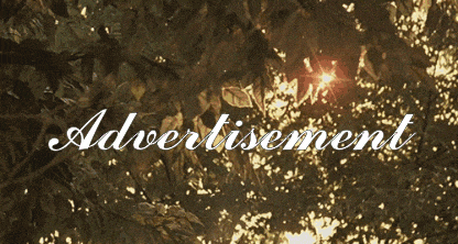 the sun shines through the leaves of a tree and the word advertisement is visible
