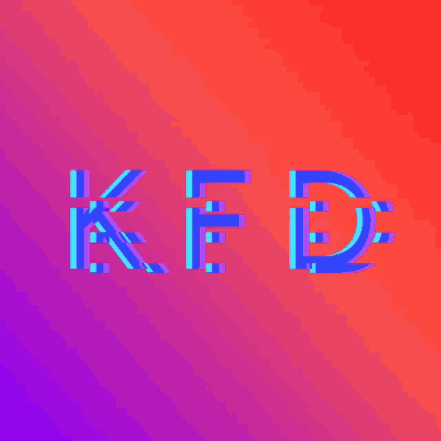 the letters kfd are displayed on a purple and red background