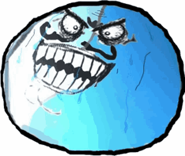 a cartoon drawing of a face with a big mouth and teeth