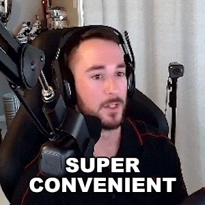 a man wearing headphones is sitting in a chair with the words super convenient below him