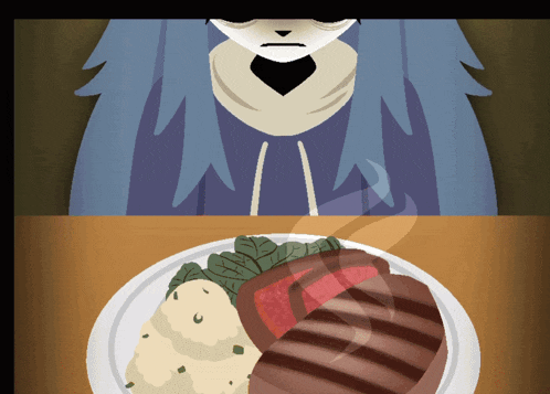 a plate of food with mashed potatoes green beans and a steak on it
