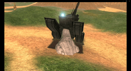 a computer screen shows a statue in the grass