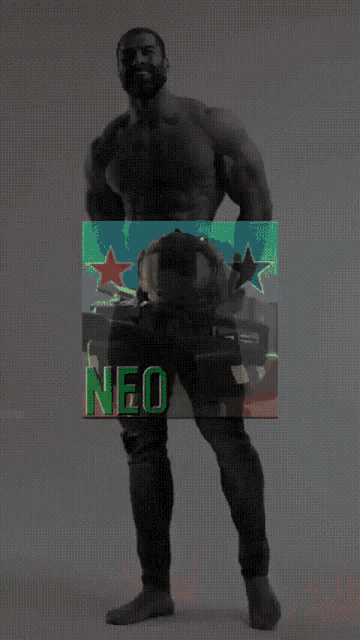 a green background with the word neo in green letters