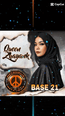 a woman wearing a black hijab is on a poster that says queen zhayak
