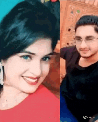 a woman and a man are smiling for a picture .