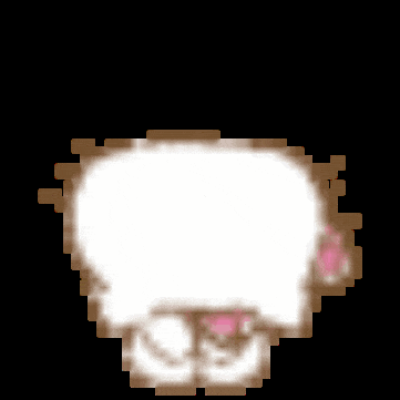 a pixel art of a hello kitty with a pink bow on her head