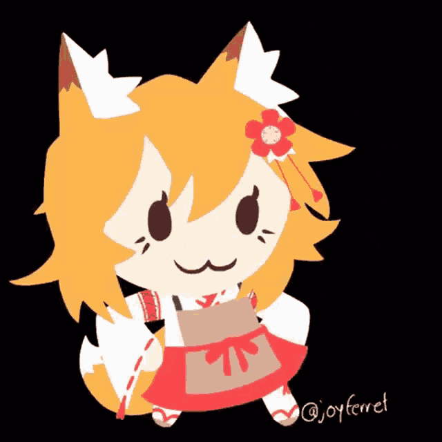 a cartoon drawing of a fox with the name joyferret written on the bottom