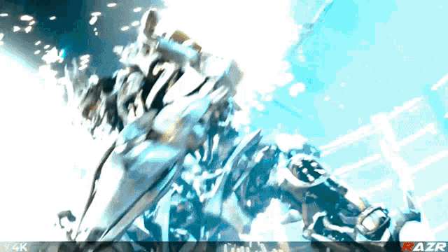 a 4k image of a robot with razr written on the bottom right