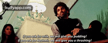 a man is talking to a group of people and says " if you ask for milk we will give you pudding !