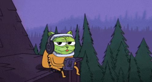 a cartoon of a cat wearing headphones and holding a tape player