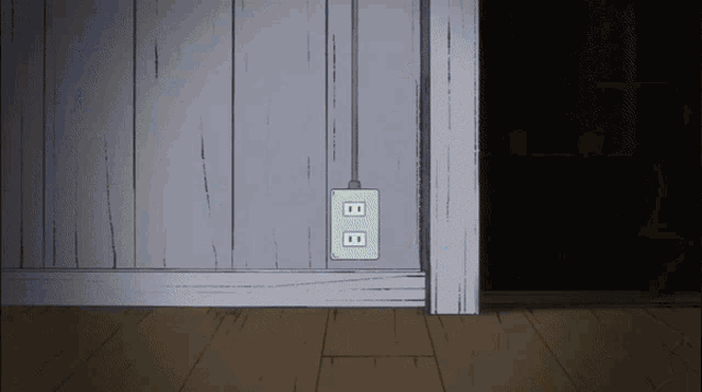 a cartoon drawing of a wall with two electrical outlets