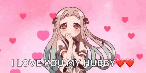 a picture of a girl with the words " i love you my hubby " on it