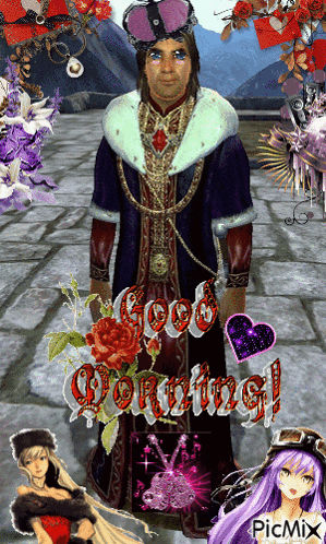 a picture of a man in a crown with the words good morning