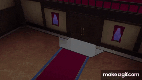 a video game character is standing in an open doorway with a make a gif.com link below him