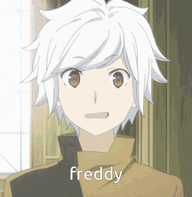 a freddy anime character with white hair