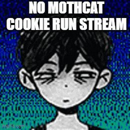 a black and white drawing of a boy with the words `` no mothcat cookie run stream '' .
