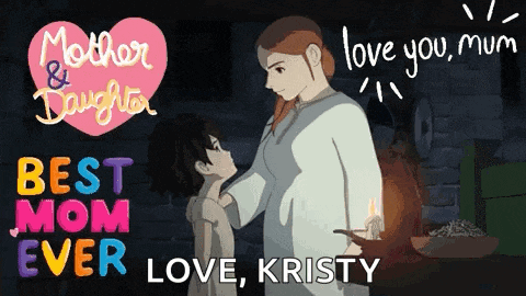a cartoon of a mother and daughter with the words mother & daughter best mom ever love kristy on the bottom